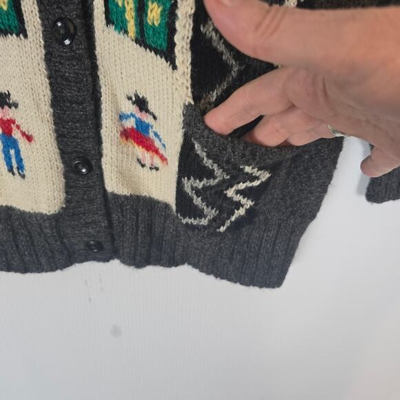 Artesanias Pachamama 100% Alpaca Peruvian Handknit Cardigan Sweater Large - Picture 7 of 8